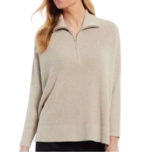Tommy Bahama Bonita Half Zip Mock Neck
Long Sleeve Shimmer Poncho Top - Picture 1 of 3